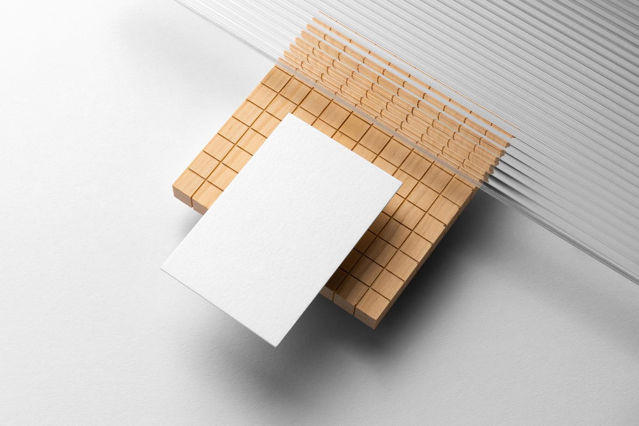 Square Coaster & Business Card Mockup