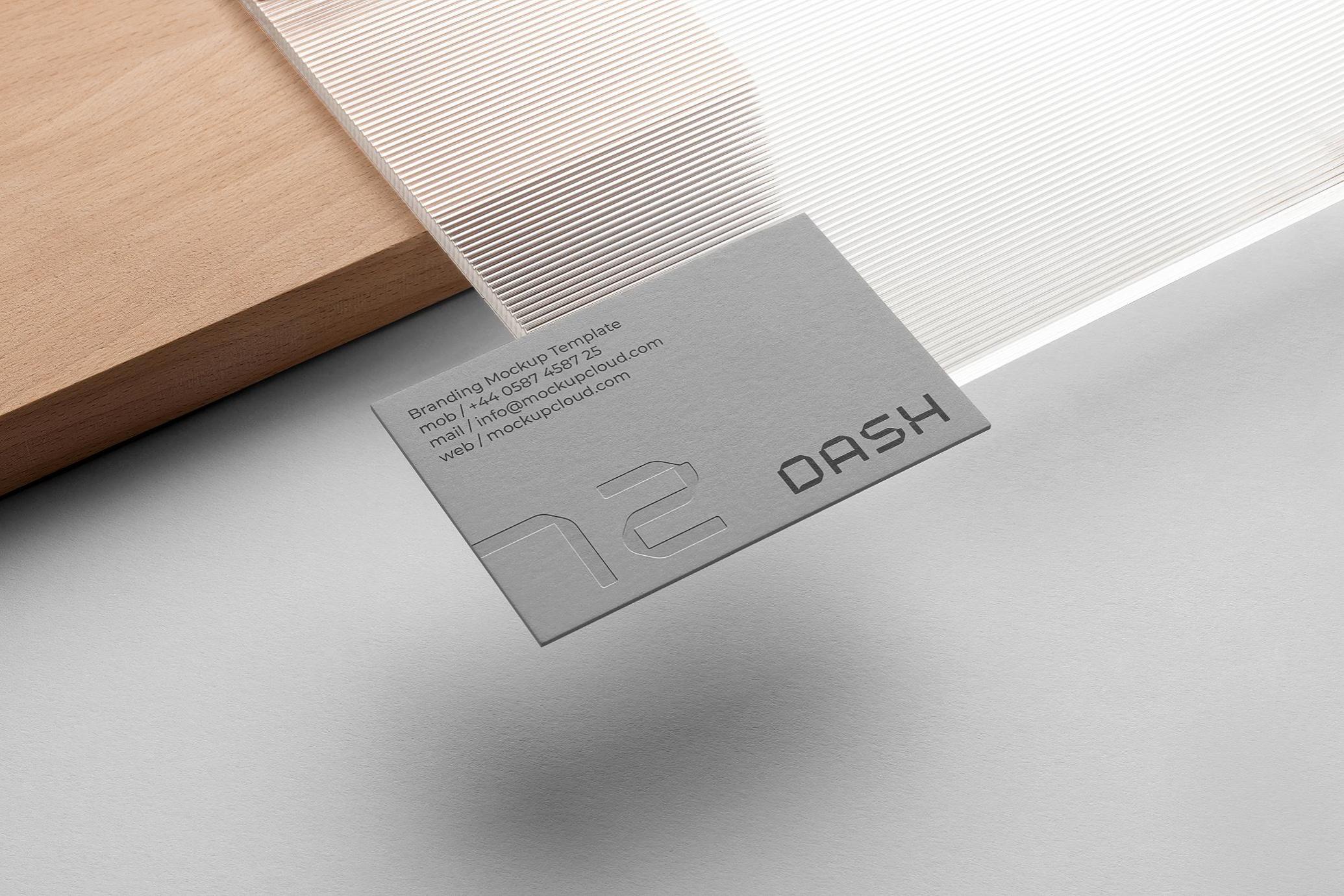 Wood & Glass Business Card Mockup