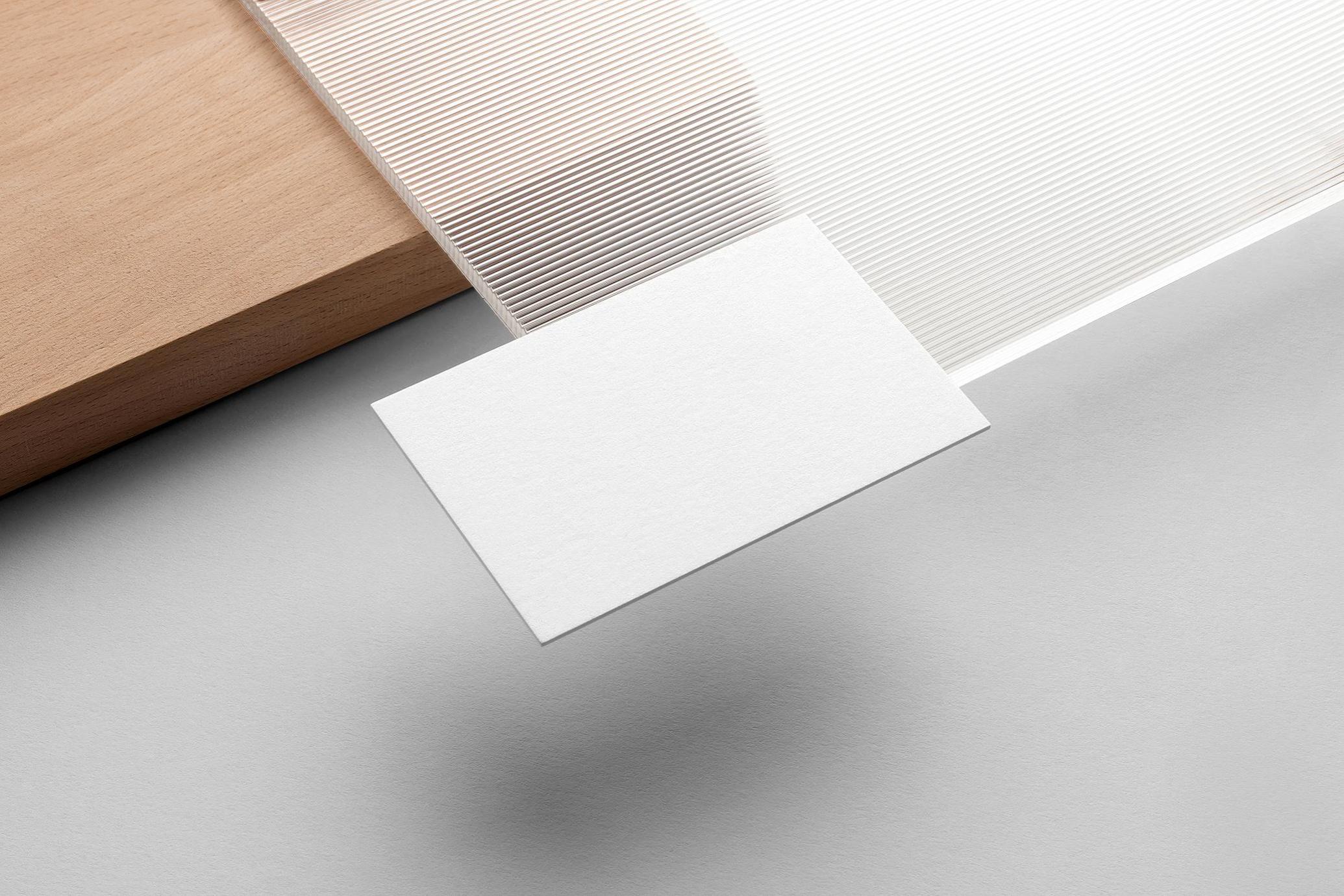 Wood & Glass Business Card Mockup