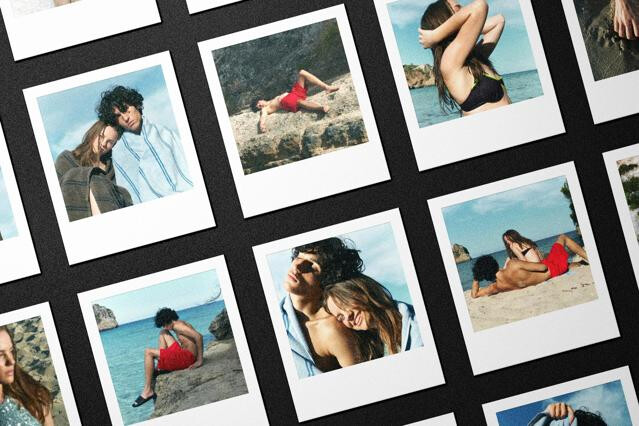 Polaroid Instant Cards Grid Mockup
