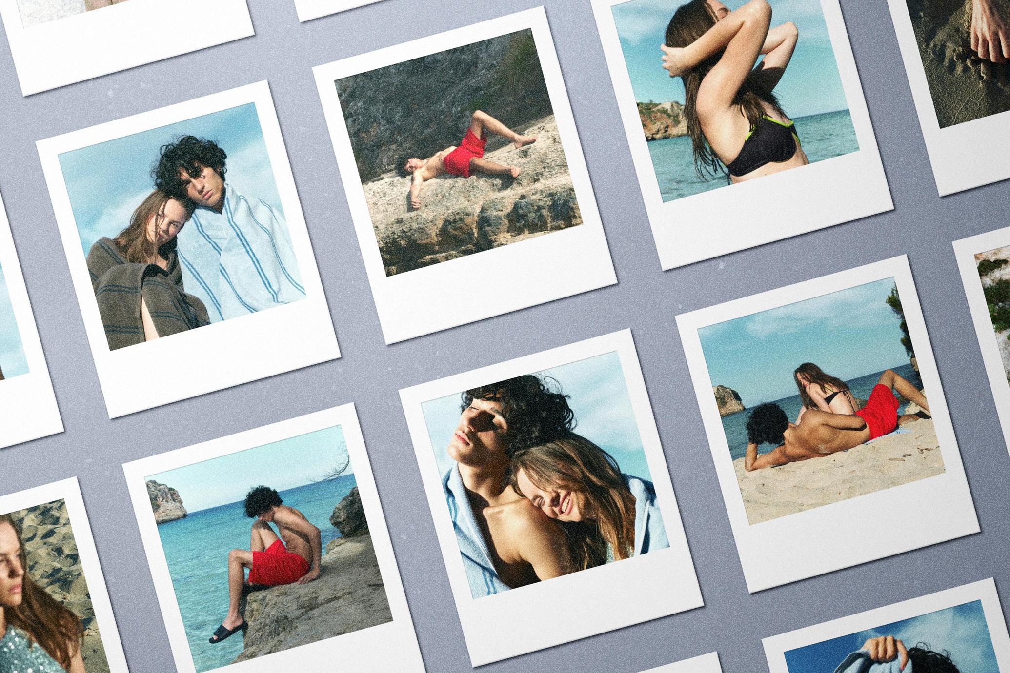 Polaroid Instant Cards Grid Mockup