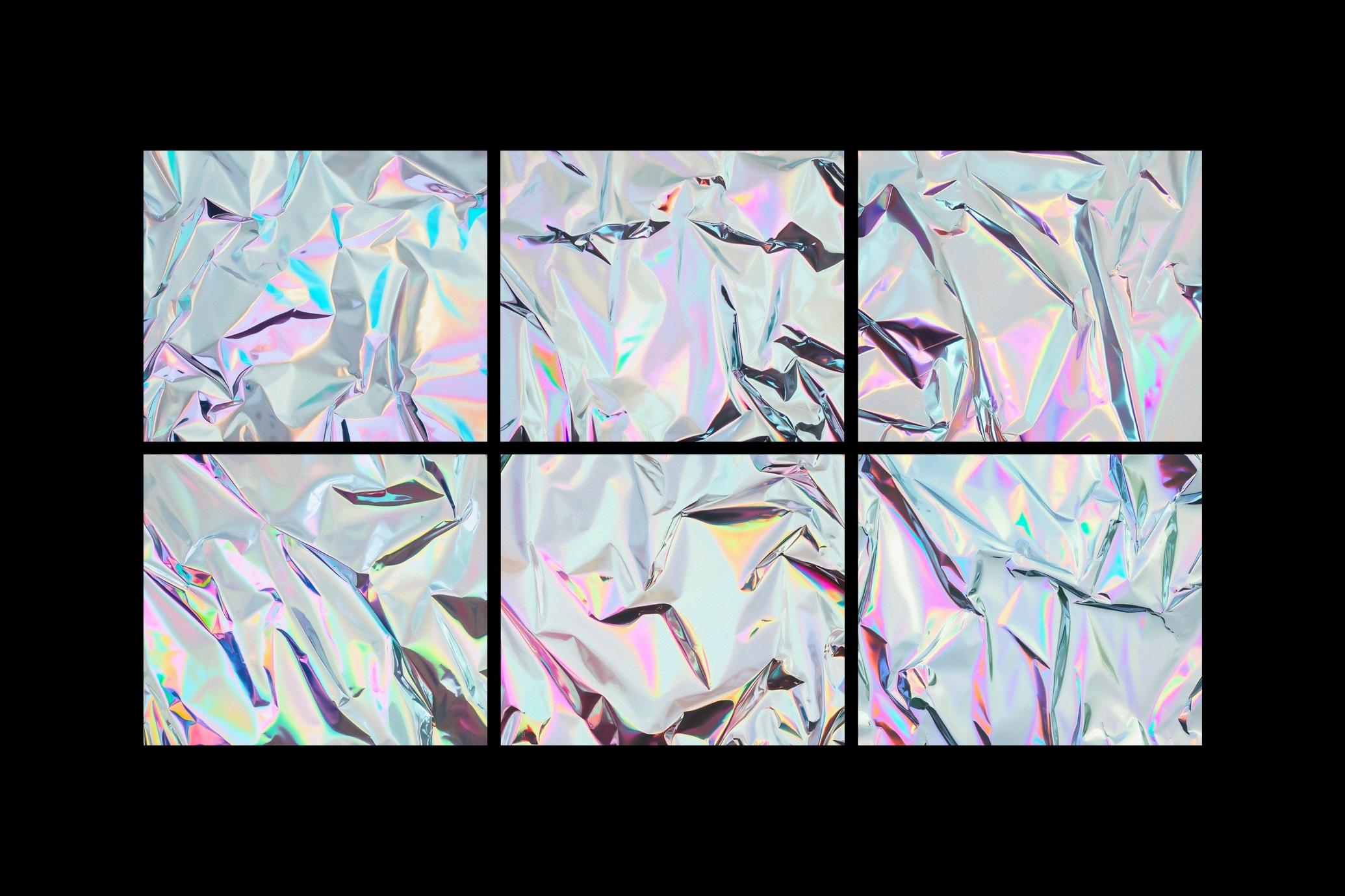 Crumpled Iridescent Holographic Foil Textures