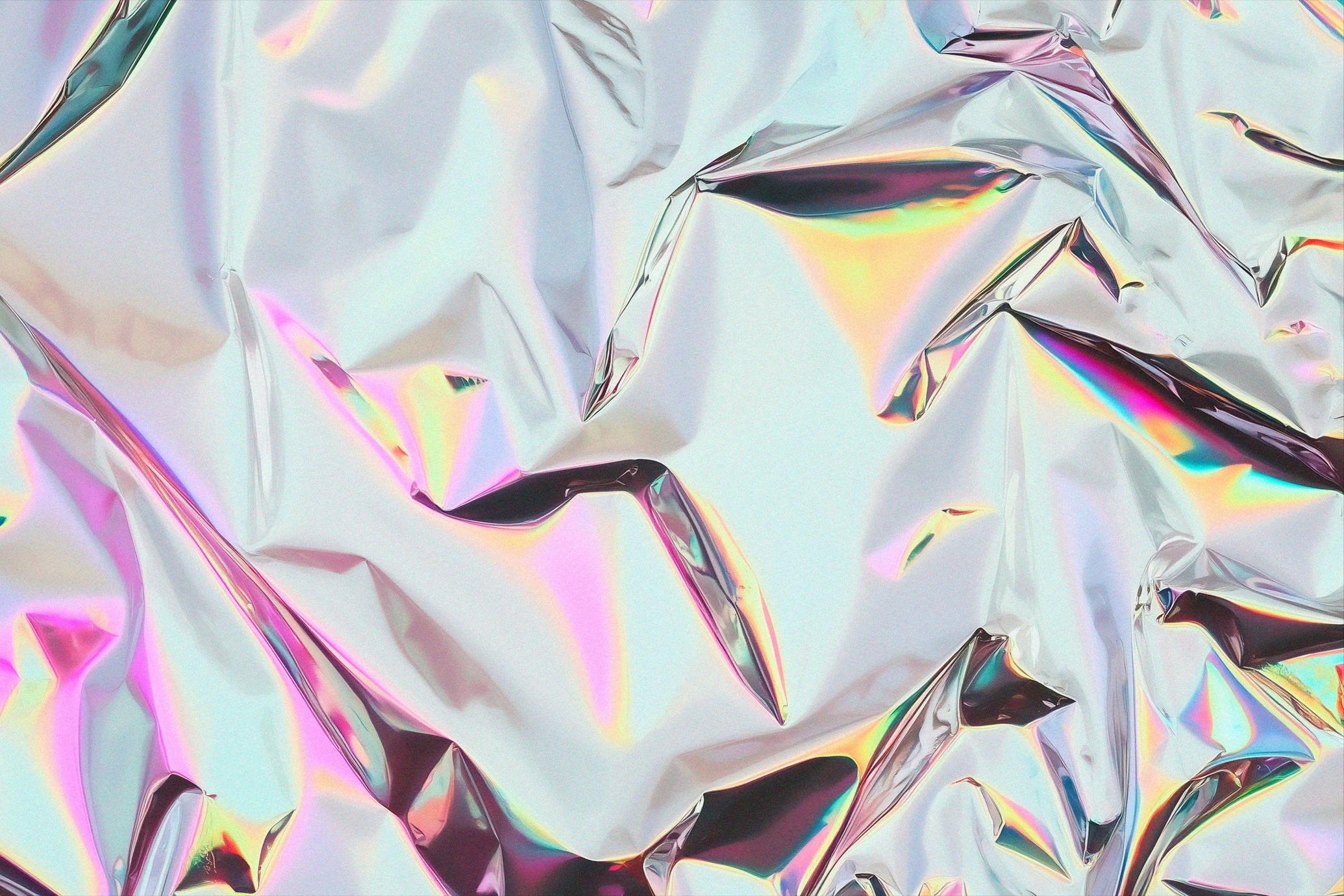 Crumpled Iridescent Holographic Foil Textures