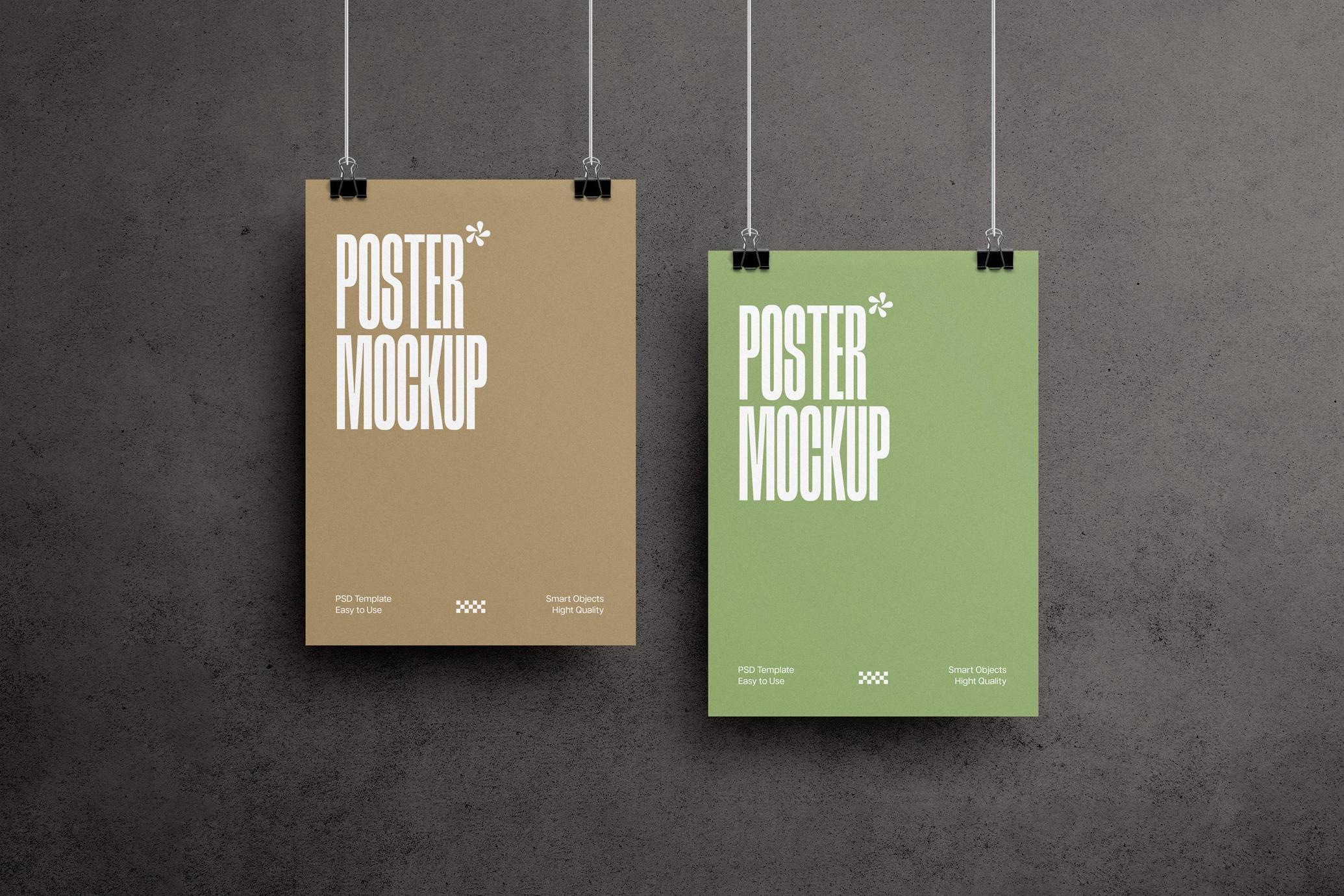 Clipped Poster Mockups Set
