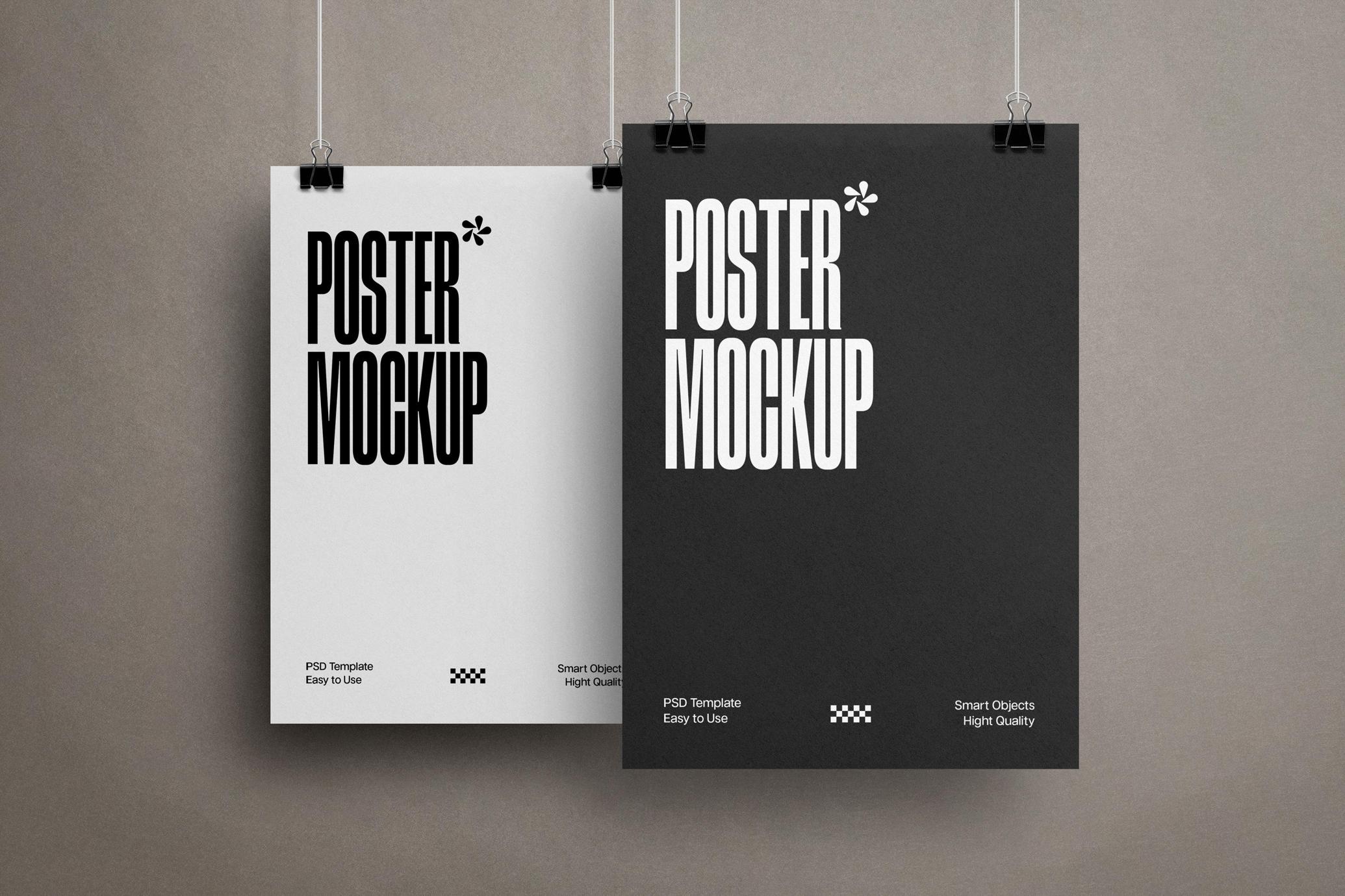 Clipped Poster Mockups Set