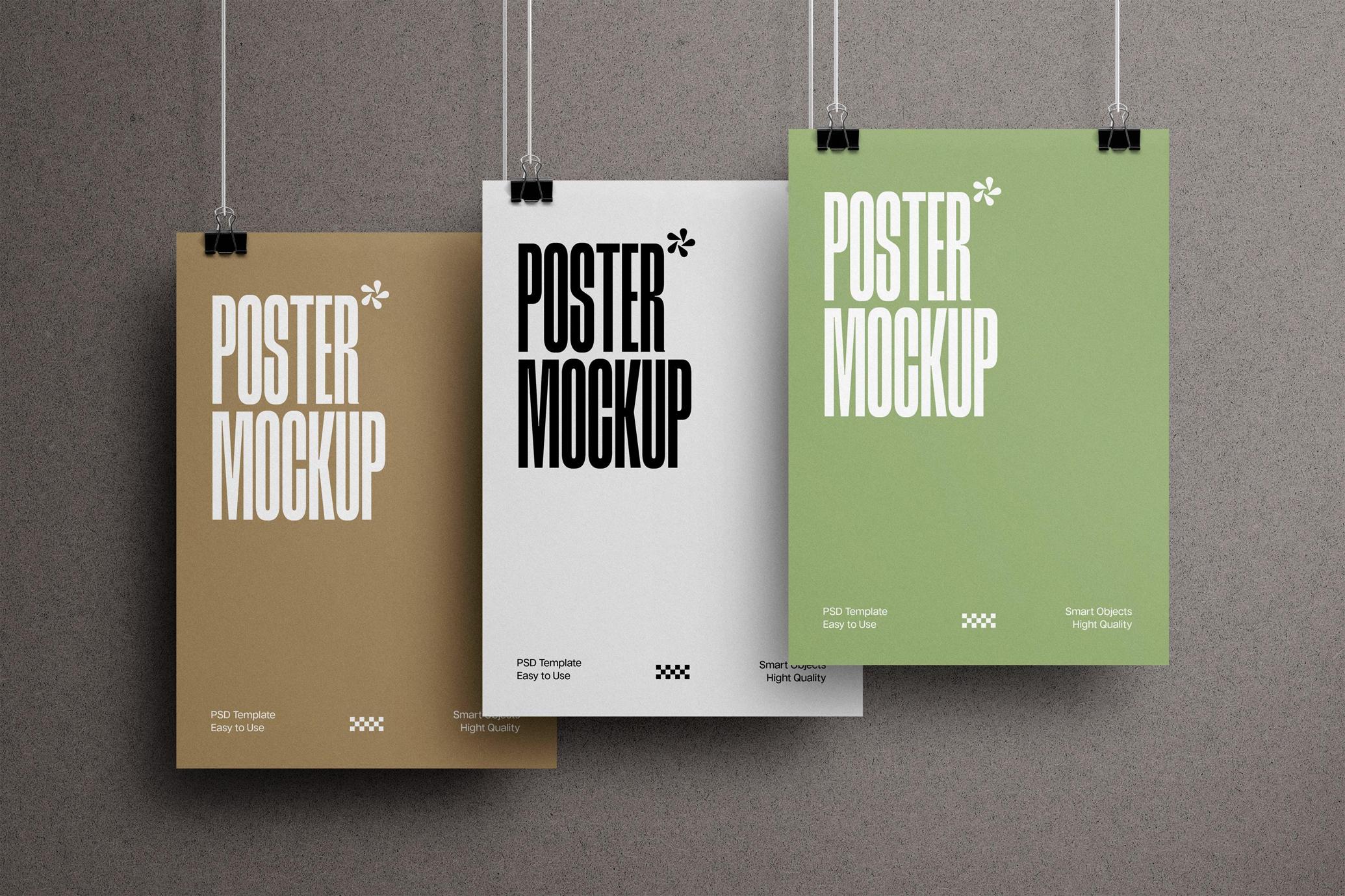 Clipped Poster Mockups Set