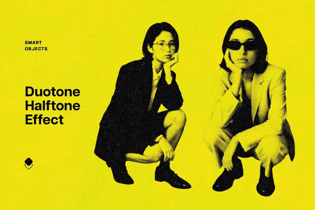 Duotone Halftone Photo Template
