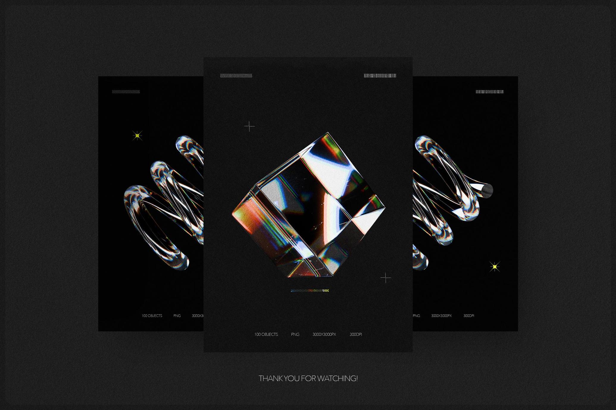 3D Dispersion Glass Shapes