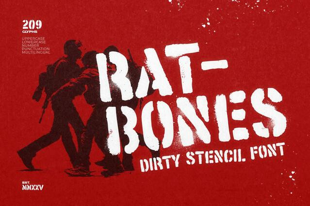 Ratbones — Dirty Stencil Font