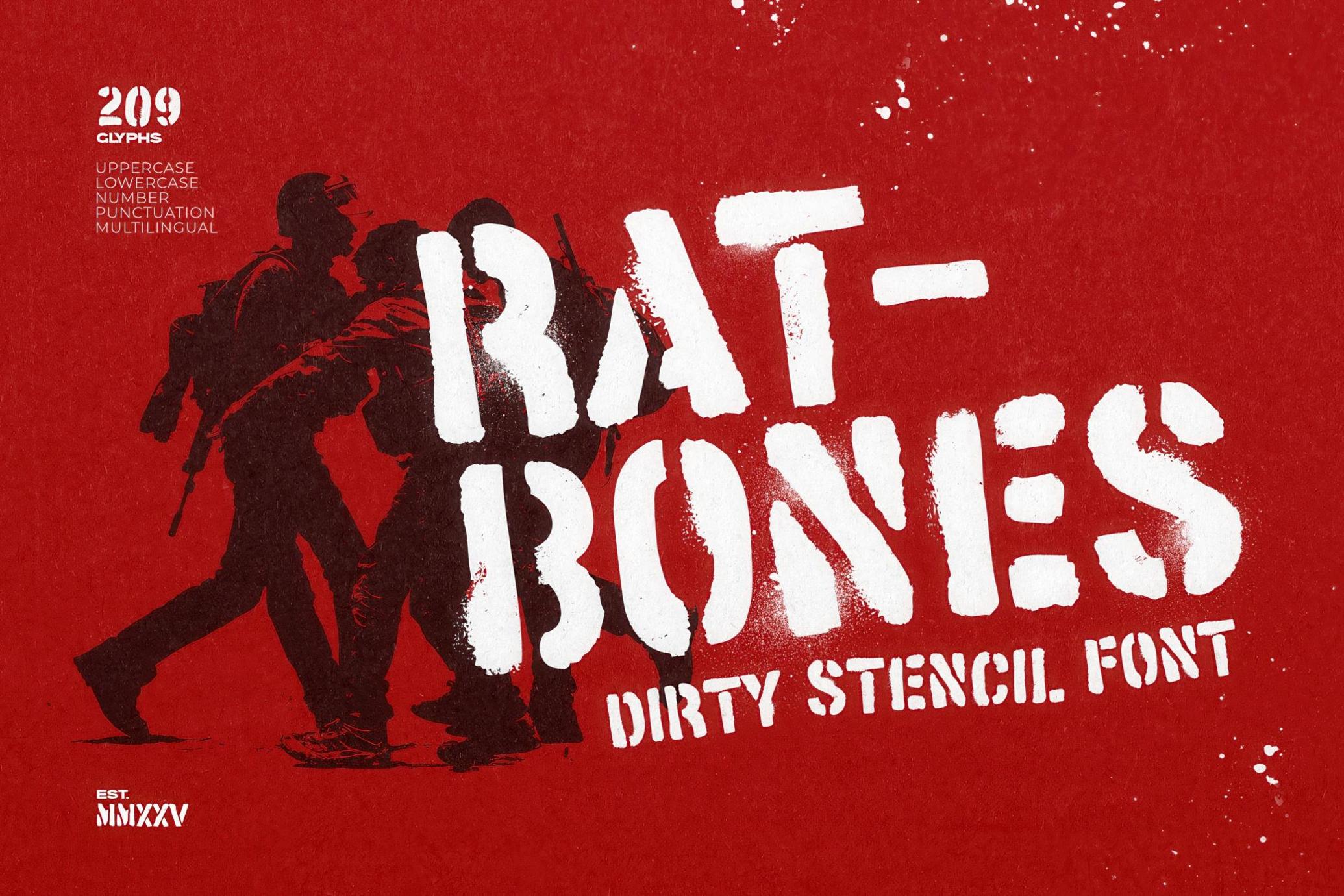 Ratbones — Dirty Stencil Font