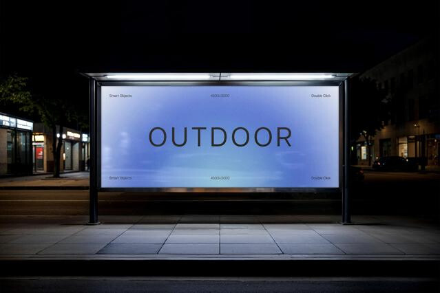 Outskirts Bus Stop Billboard Mockup