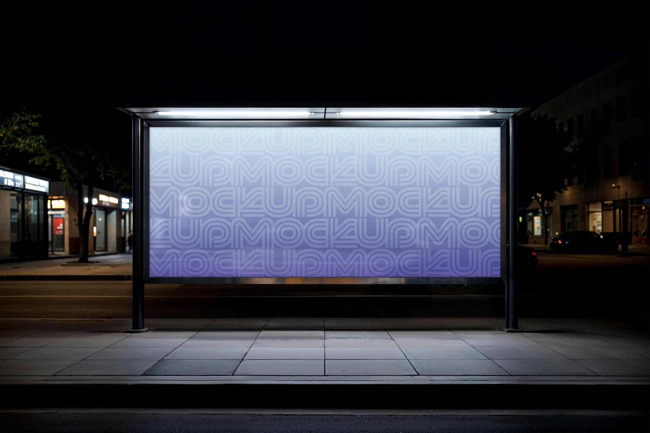 Outskirts Bus Stop Billboard Mockup