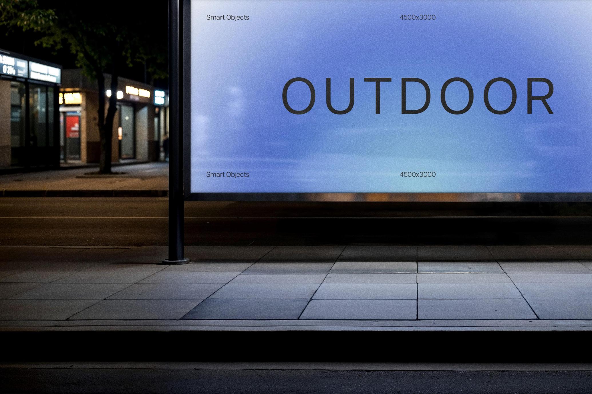 Outskirts Bus Stop Billboard Mockup