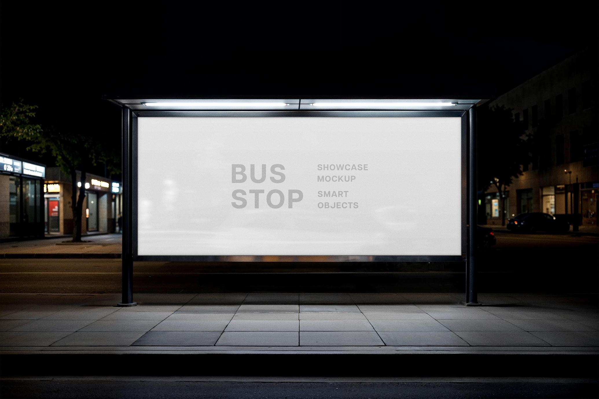 Outskirts Bus Stop Billboard Mockup