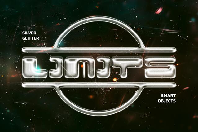 Silver Glitter Chrome Text Effect