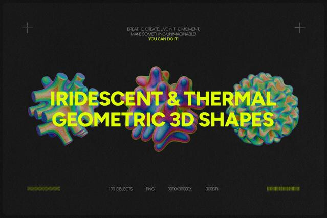 Iridescent & Thermal Geometric 3D Shapes