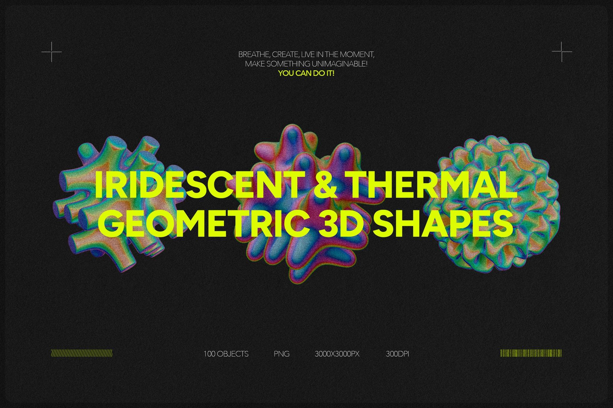 Iridescent & Thermal Geometric 3D Shapes