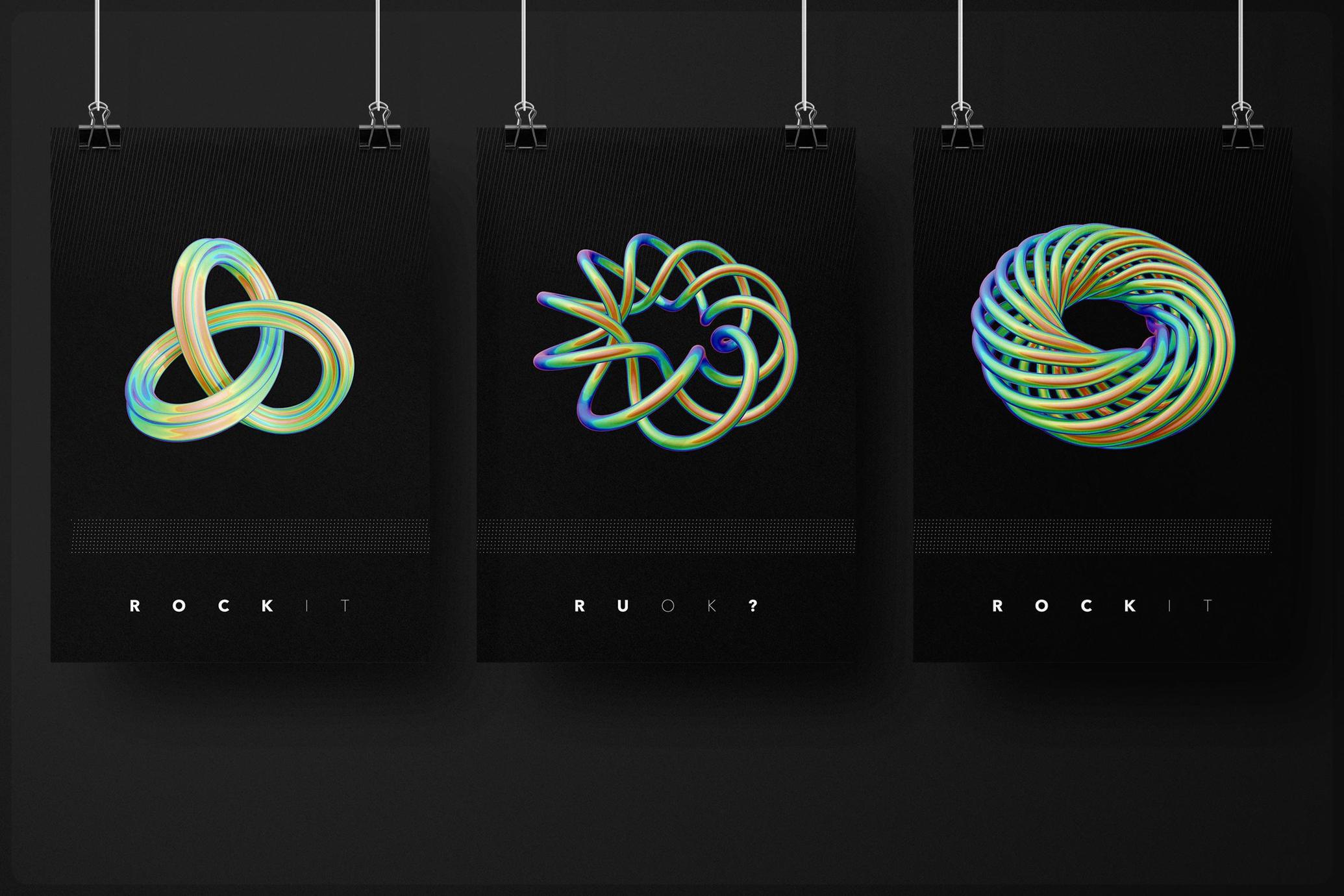 Iridescent & Thermal Geometric 3D Shapes