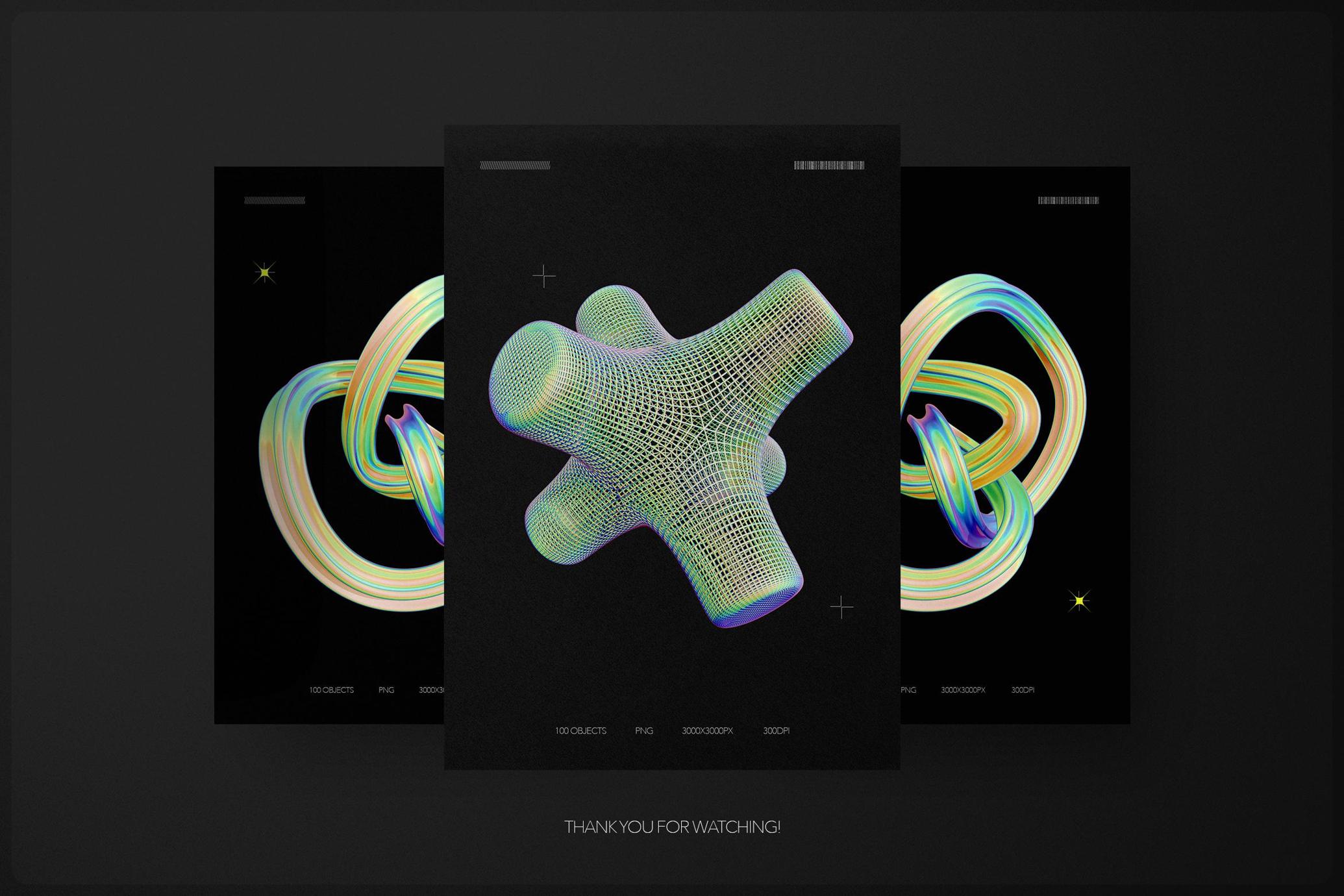 Iridescent & Thermal Geometric 3D Shapes