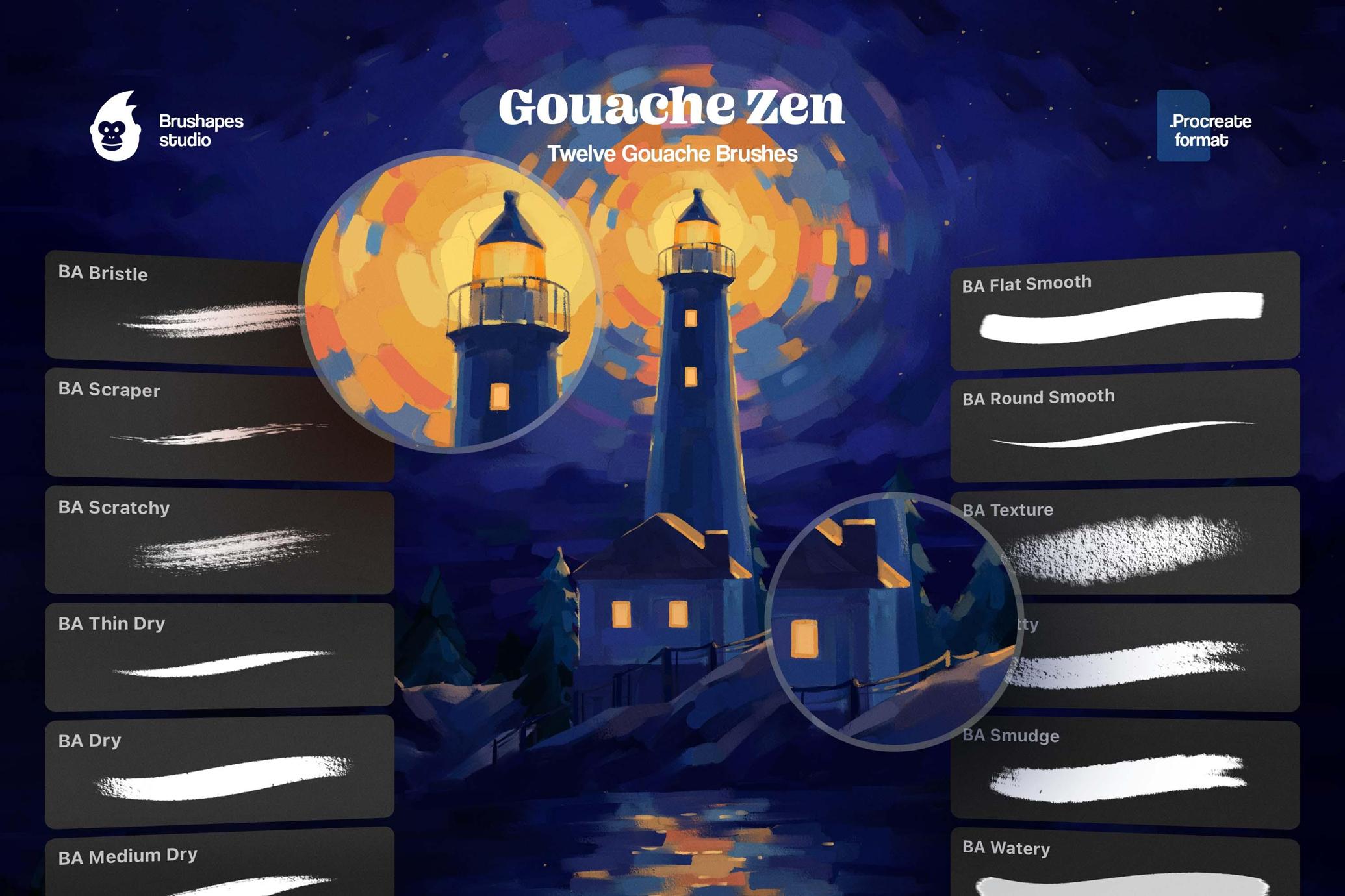 Gouache Zen Procreate Brushes