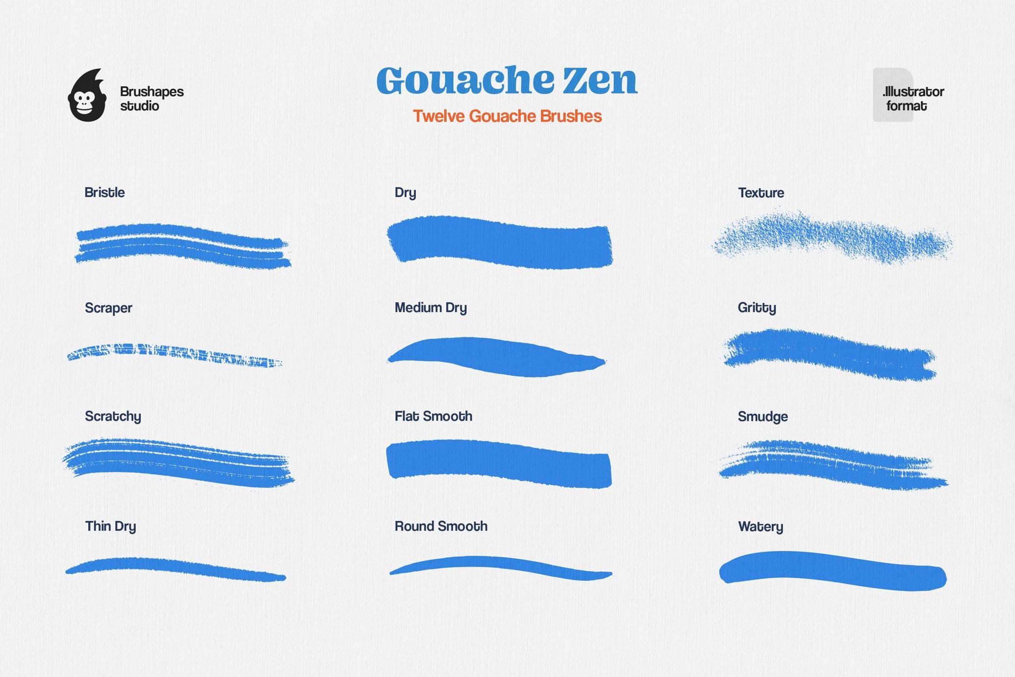 Gouache Zen Illustrator Brushes
