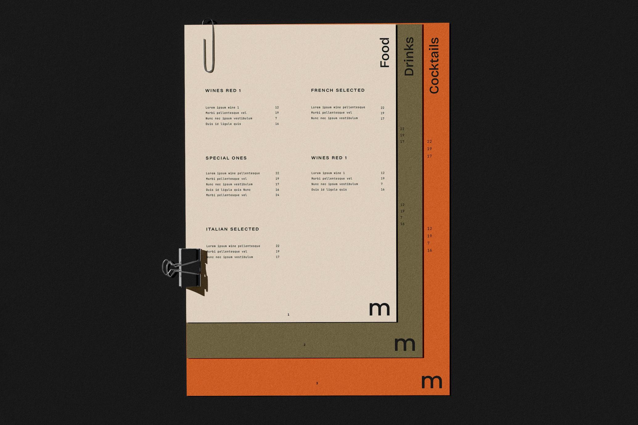 Clipped A6 Restaurant Menu Mockup