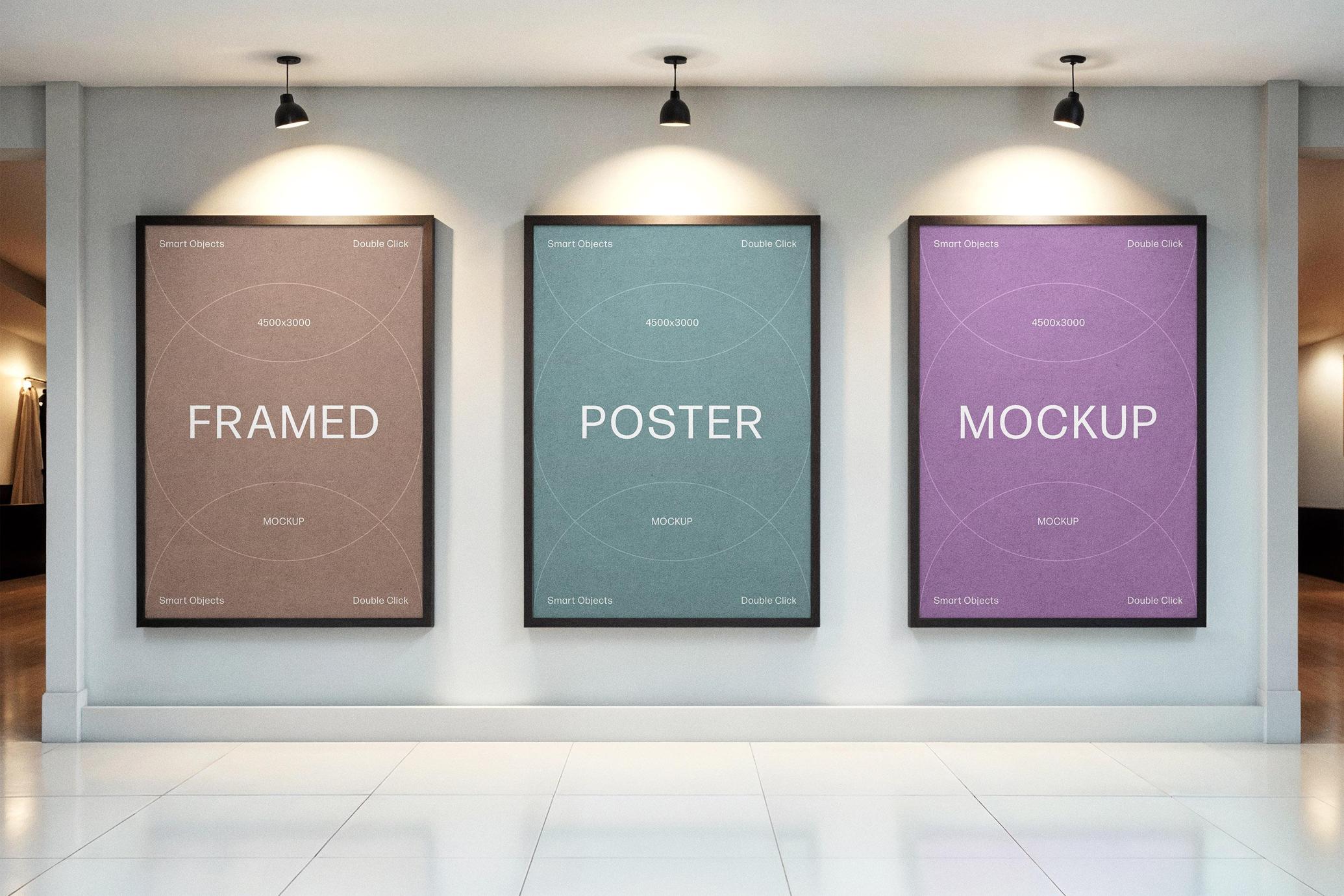 Gallery A4 Framed Posters Mockup