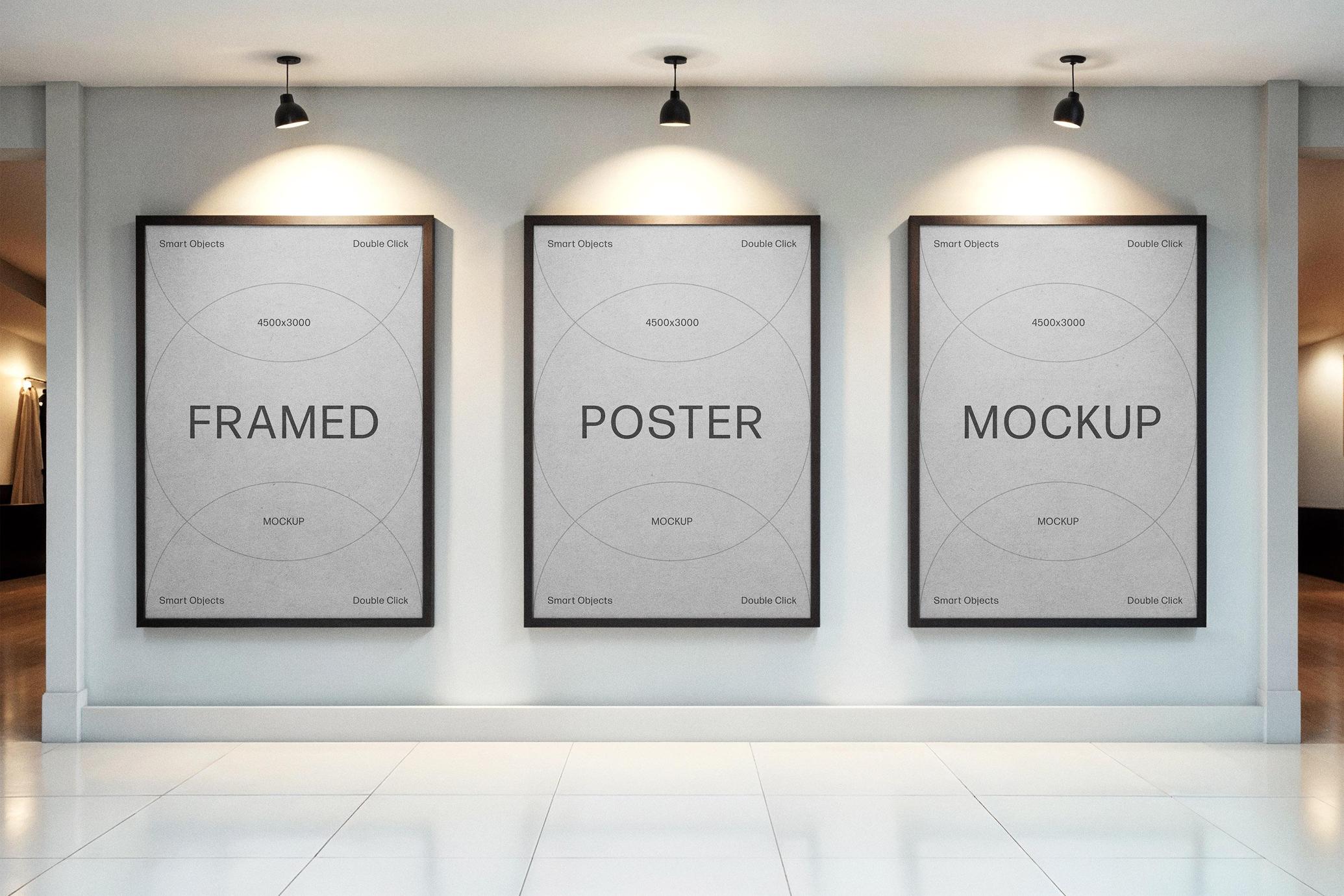 Gallery A4 Framed Posters Mockup
