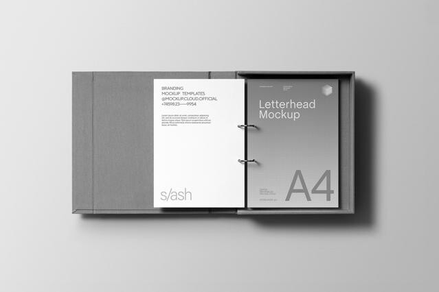 Opened Top View Binder Box Mockup Scene