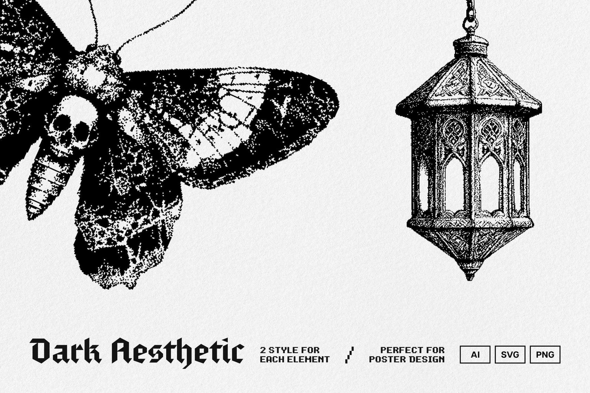Dark Aesthetic Dithering Graphic Bundle