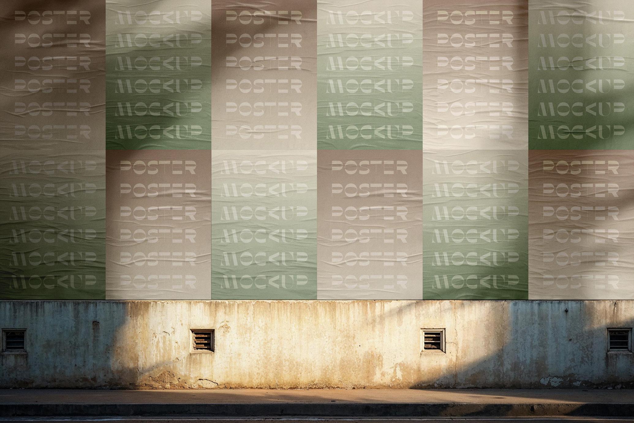 Outdoor Glued Posters Mockup