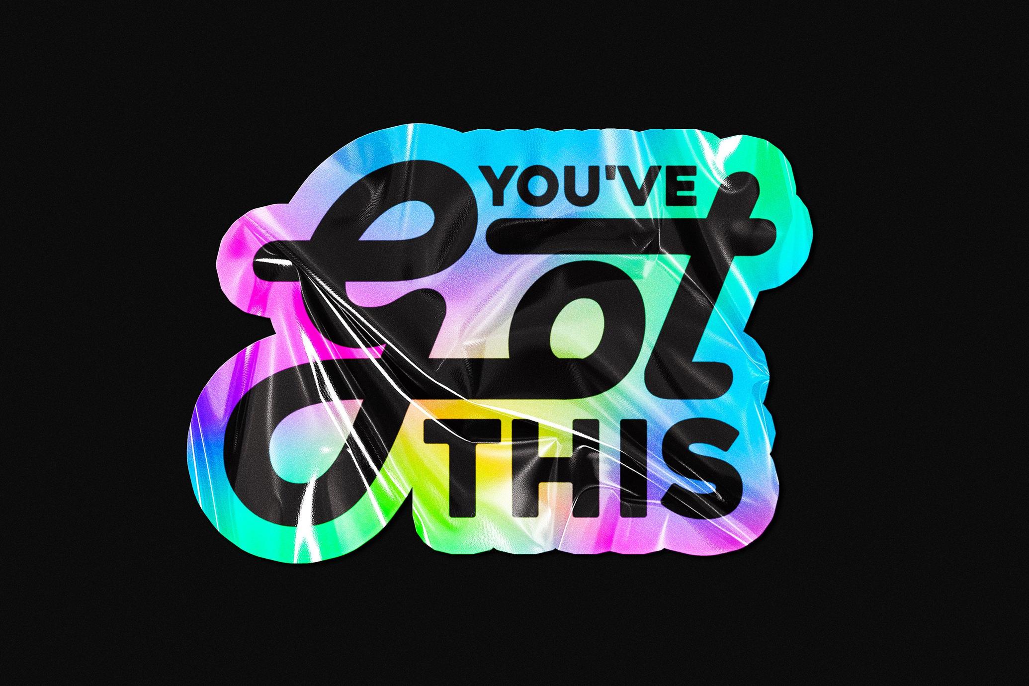Iridescent Holo Sticker Mockup