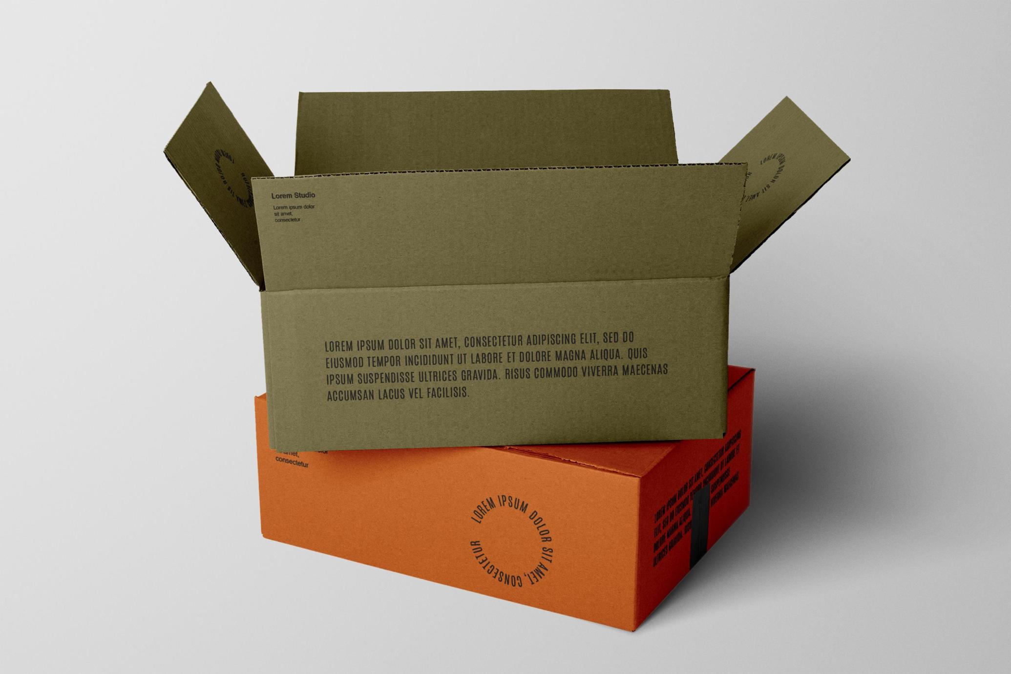 Thick Cardboard Boxes Mockup