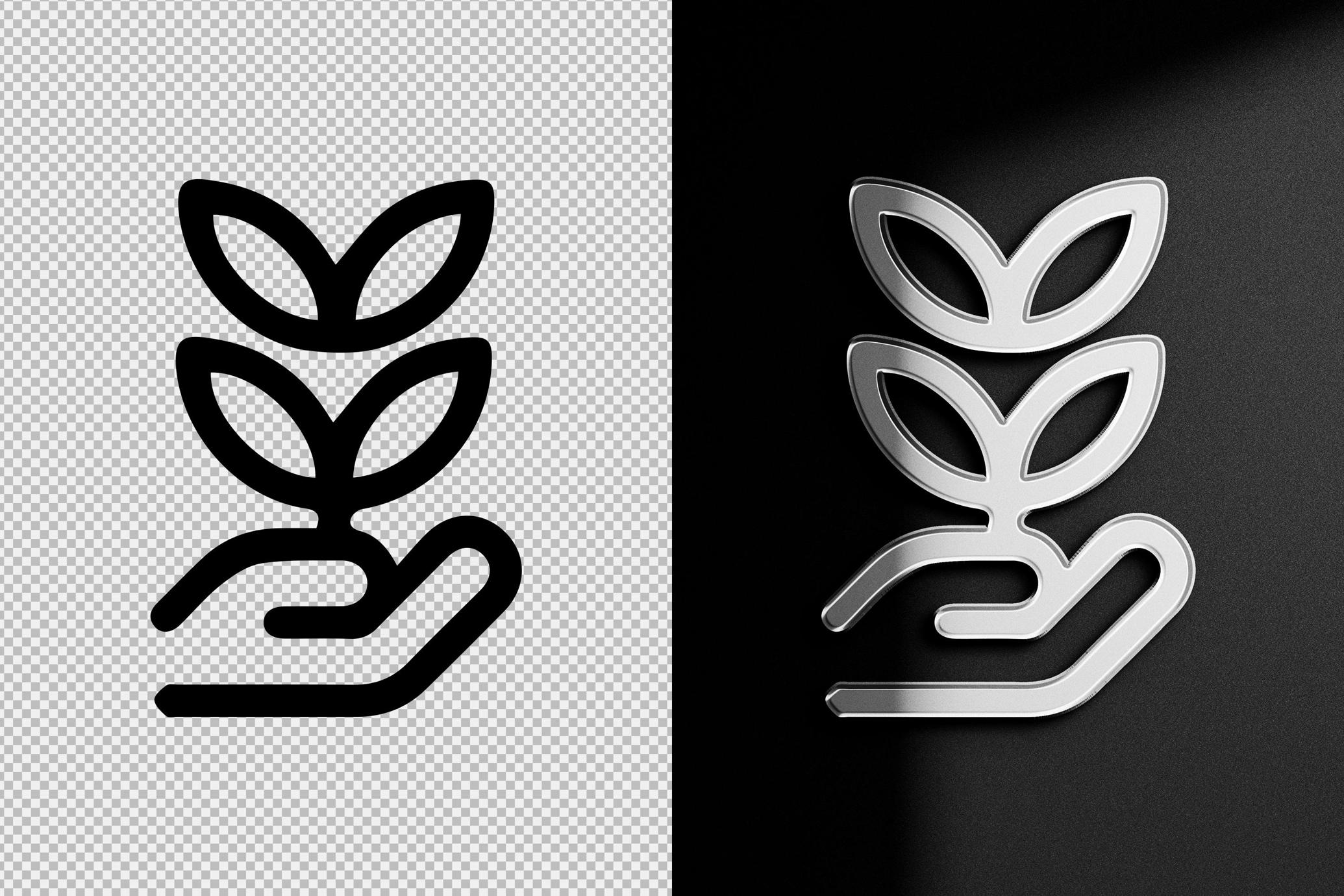 Glossy Chrome Logo Mockup