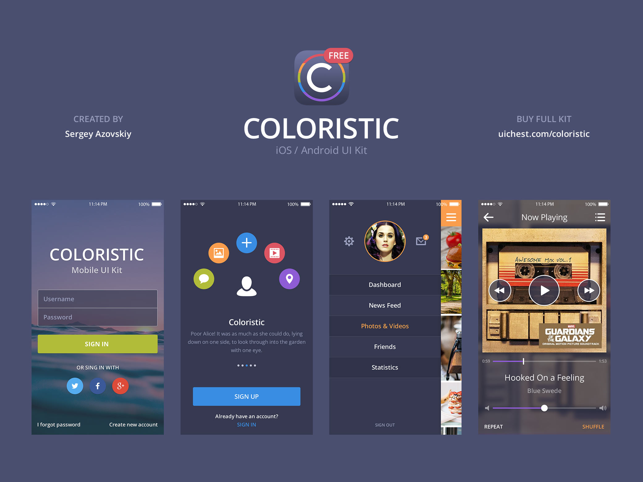 Free colorful UI kit — download free PSD template