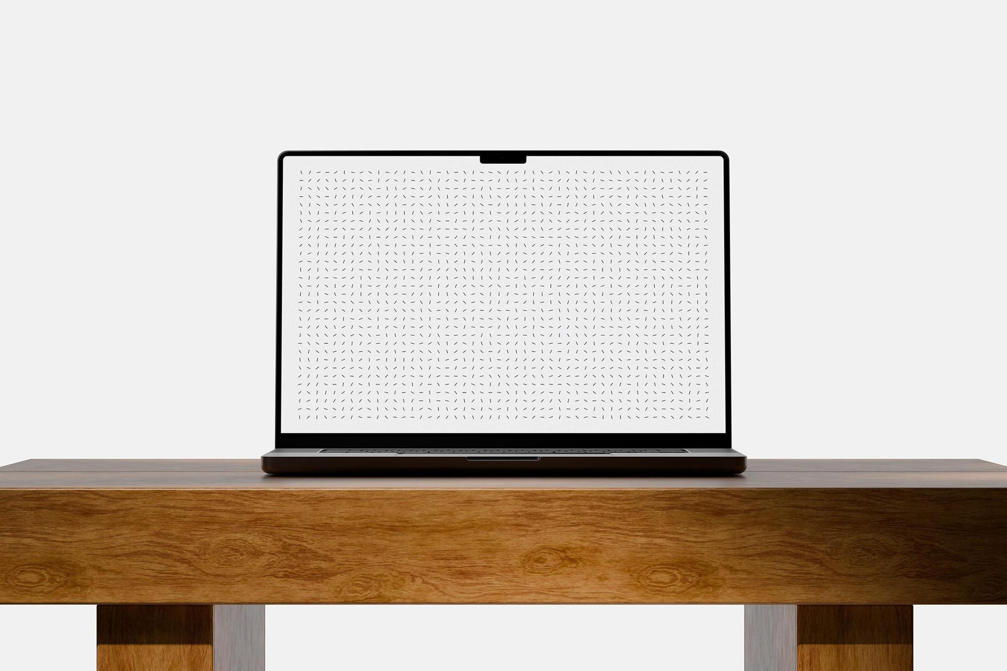 MacBook Pro on Oak Table Mockup