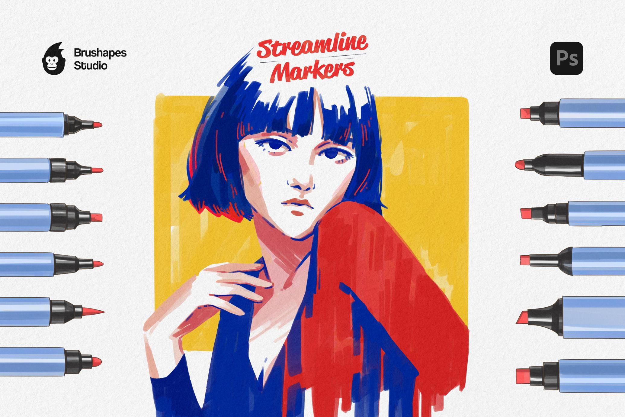 Streamline Markers - Photoshop Brushes