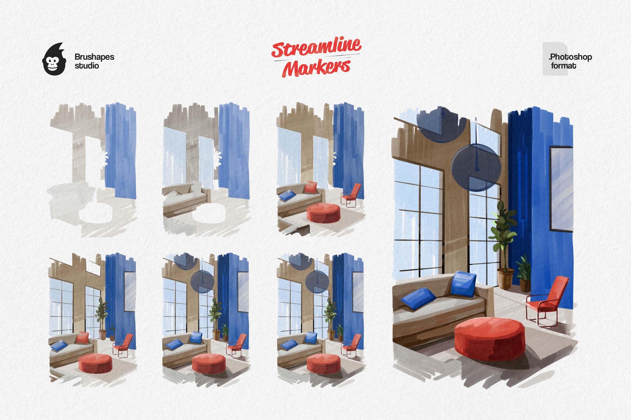 Streamline Markers - Photoshop Brushes