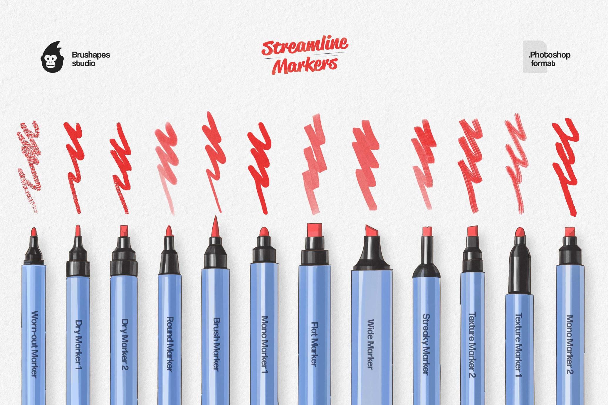 Streamline Markers - Photoshop Brushes