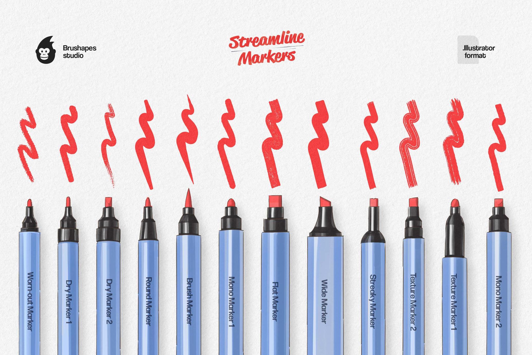 Streamline Markers - Illustrator Brushes
