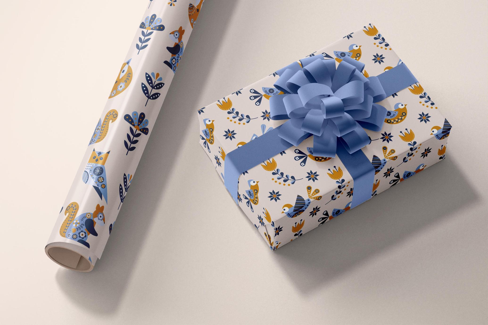 Wrapping Paper & Box Mockup