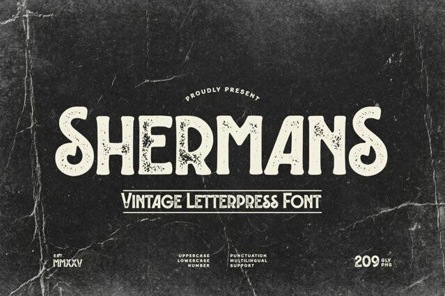 Shermans Vintage Letterpress Font