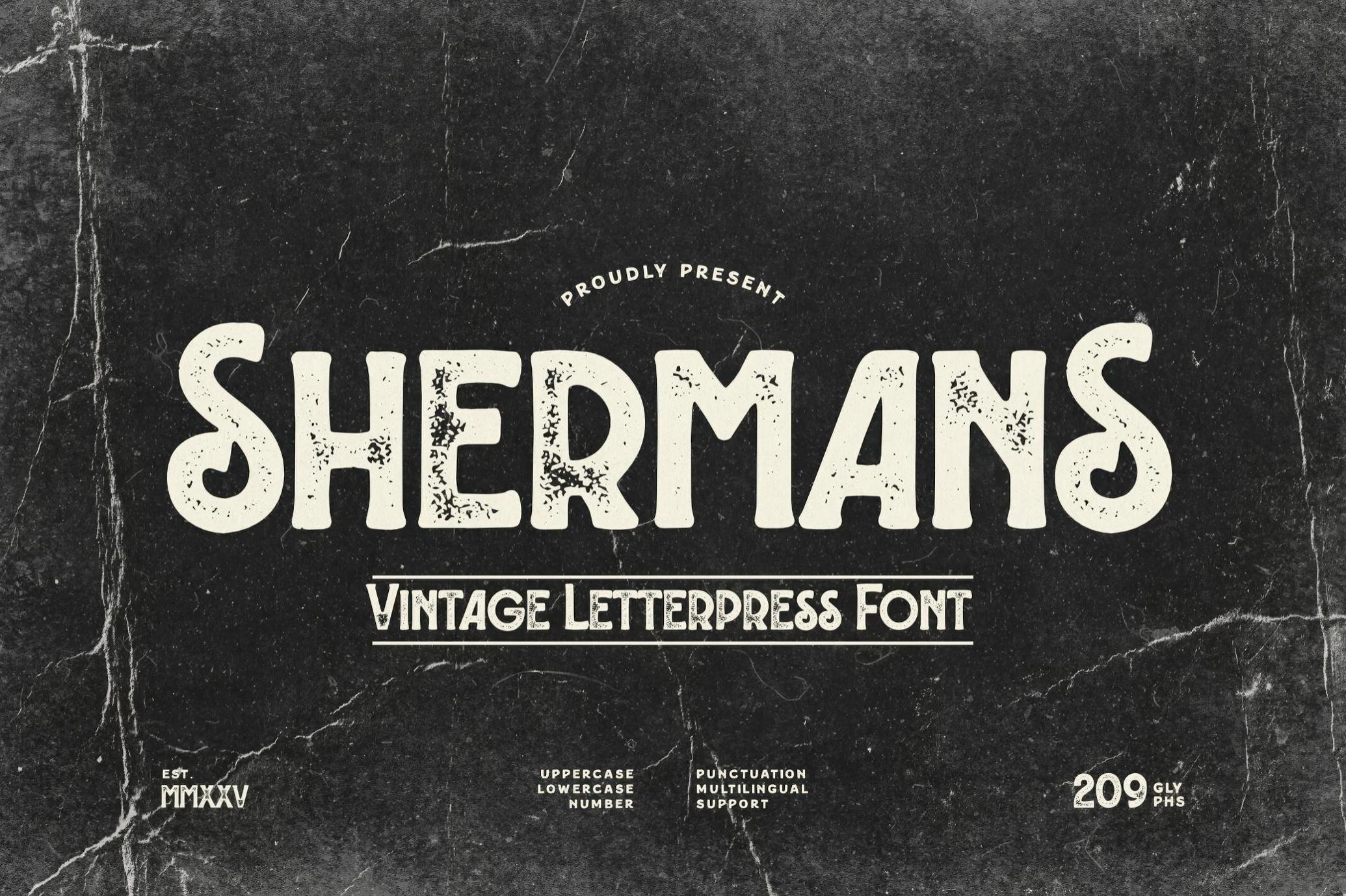 Shermans Vintage Letterpress Font
