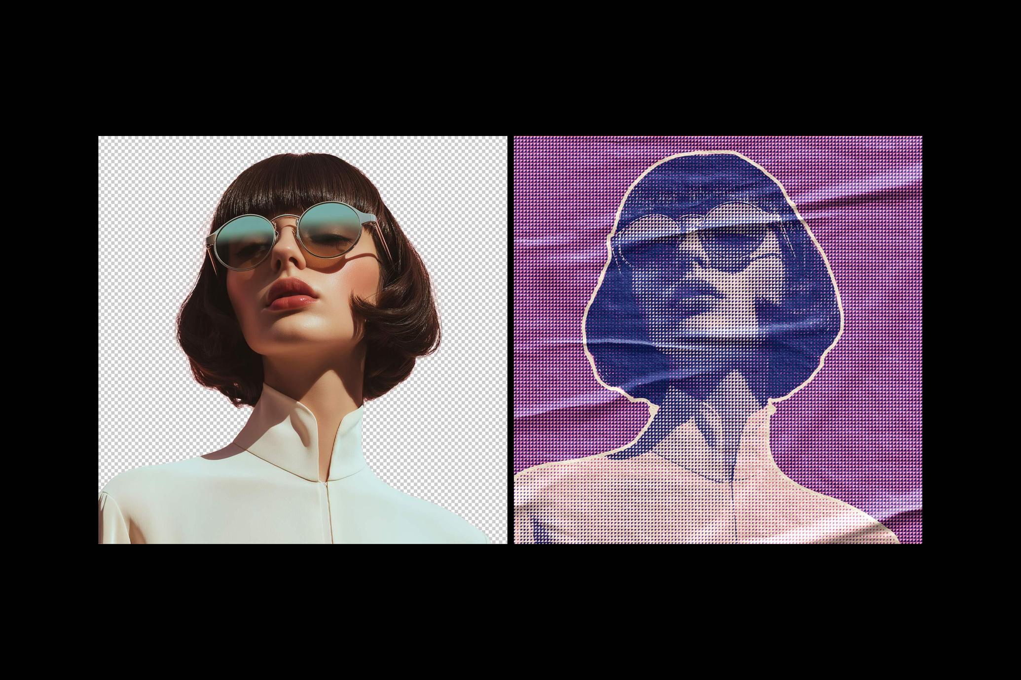 Halftone Texture Glued Paper Effect