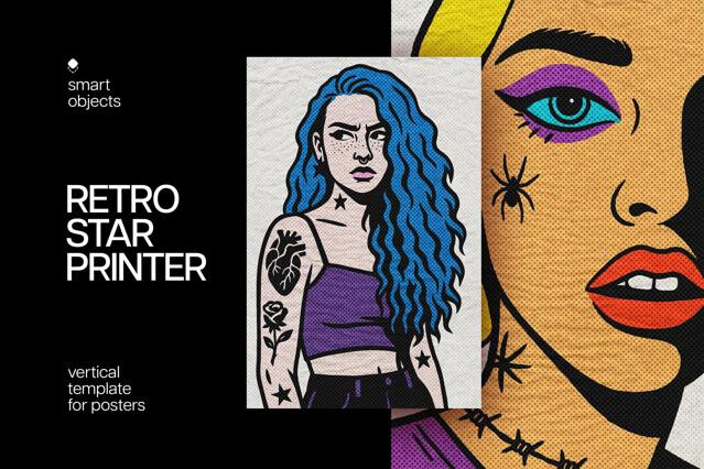 Retro Star Poster Design Effect