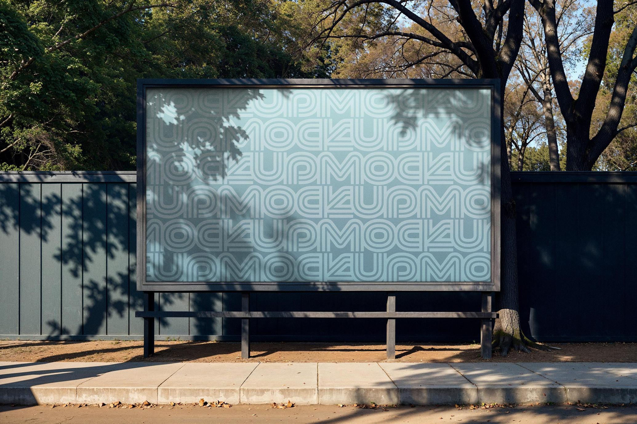 Outdoor Billboard Mockup with Shadow Overlay