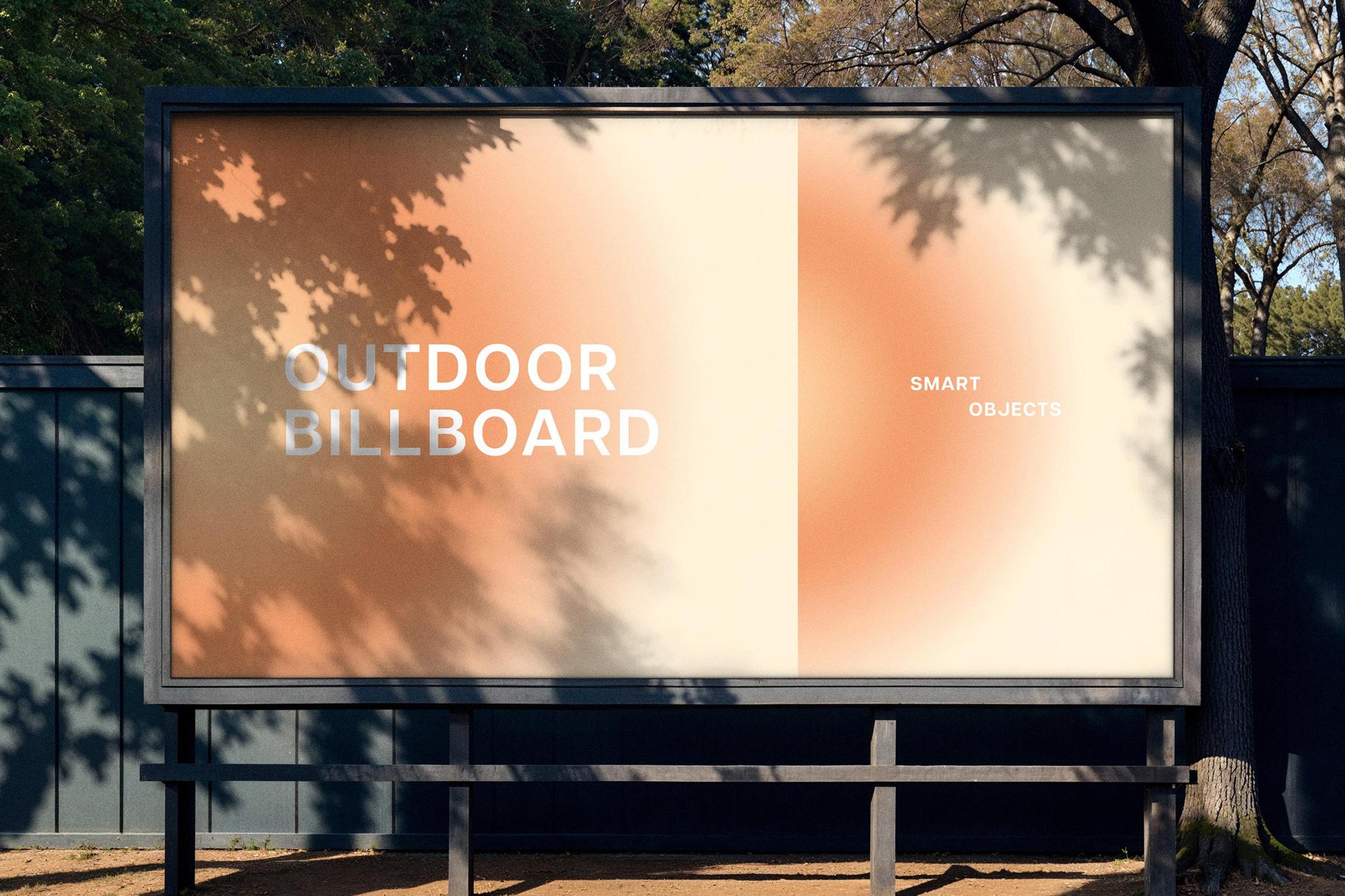 Outdoor Billboard Mockup with Shadow Overlay