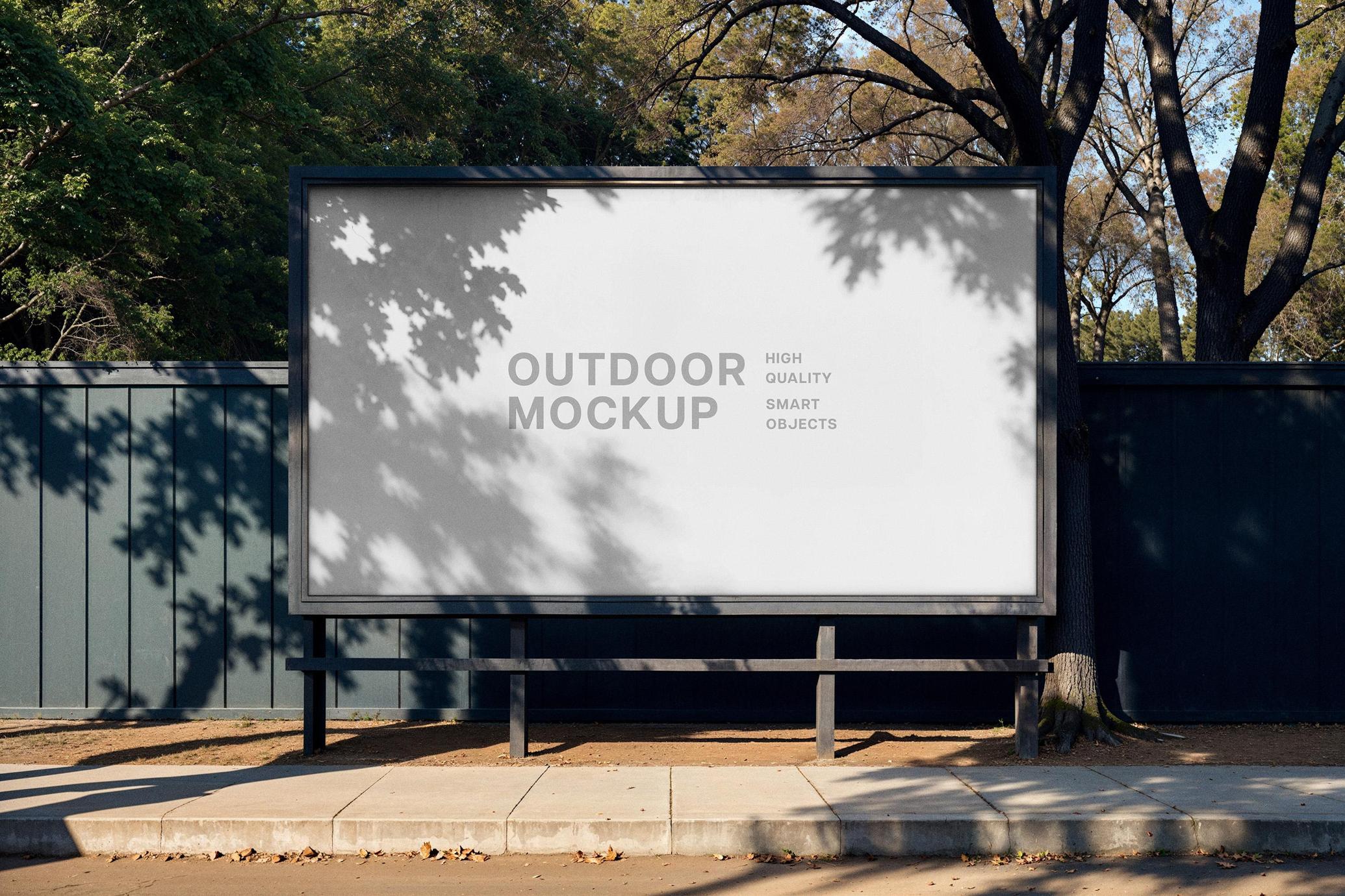 Outdoor Billboard Mockup with Shadow Overlay