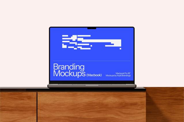 Wooden Cabinet MacBook Pro Mockup