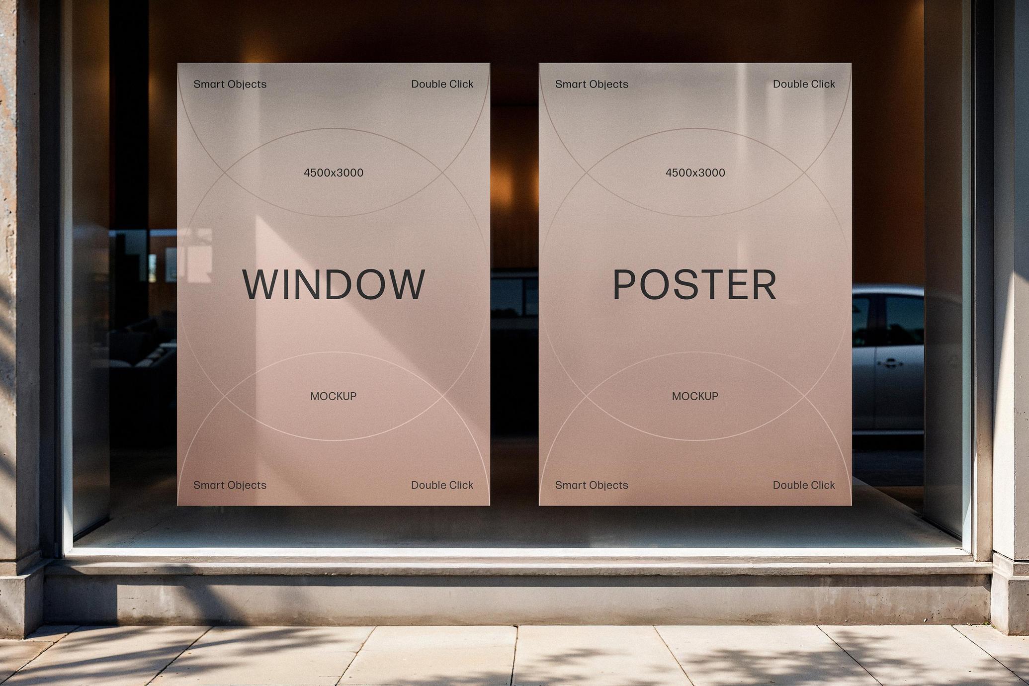 Vertical Display Window Posters Mockup